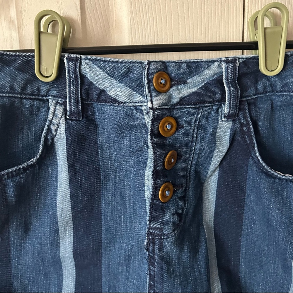 Maeve Denim Blue Striped Mini Skirt - Picture 2 of 7